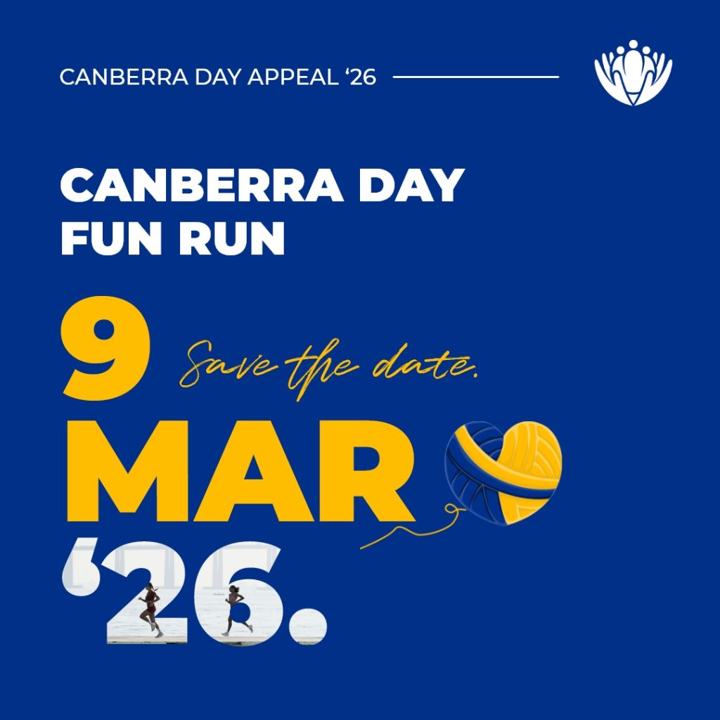 A social media tile that says Canberra Day Fun Run 9 Mar '26. Save the Date